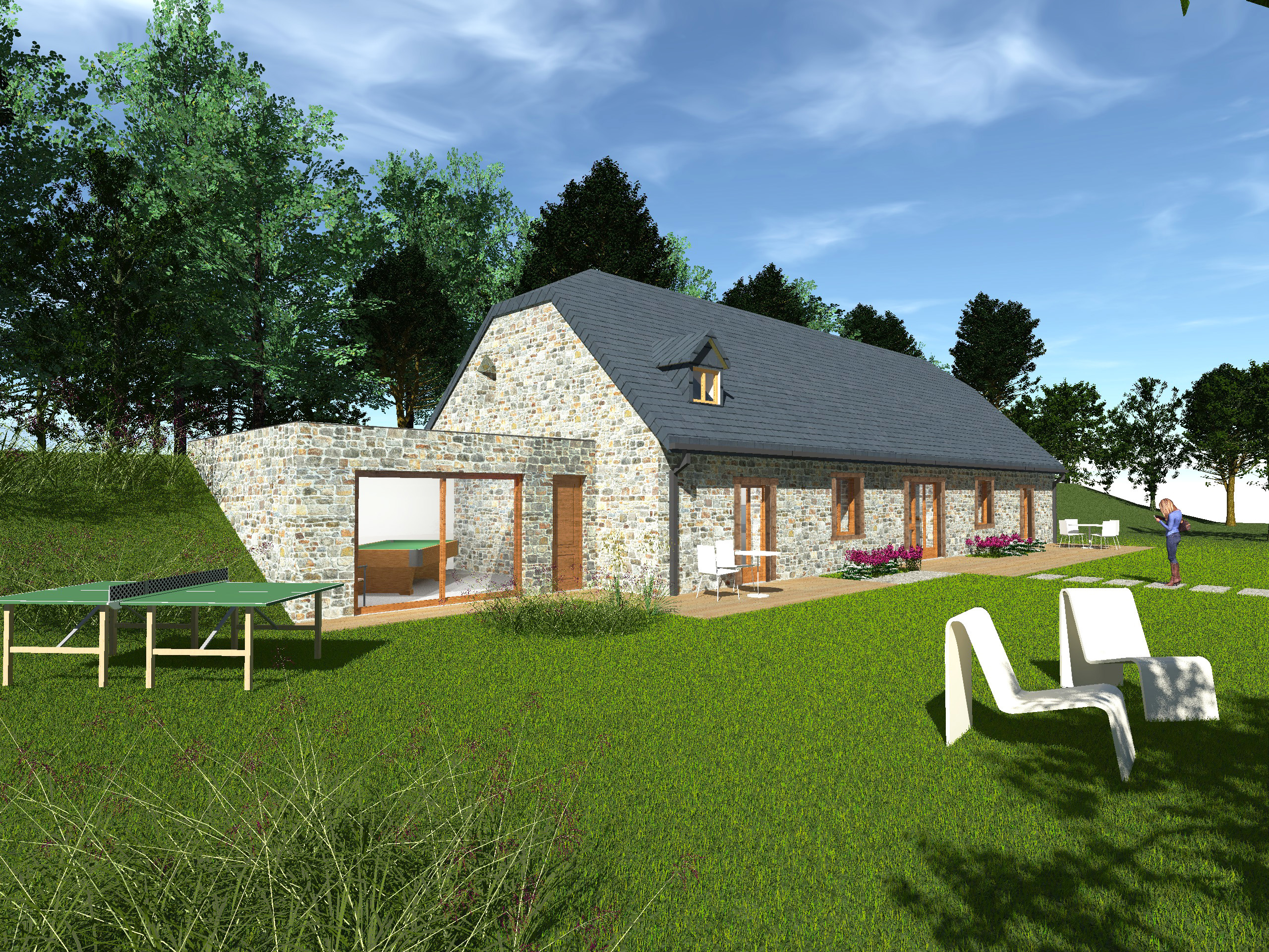 Rehabilitation d une grange 95 - Salles